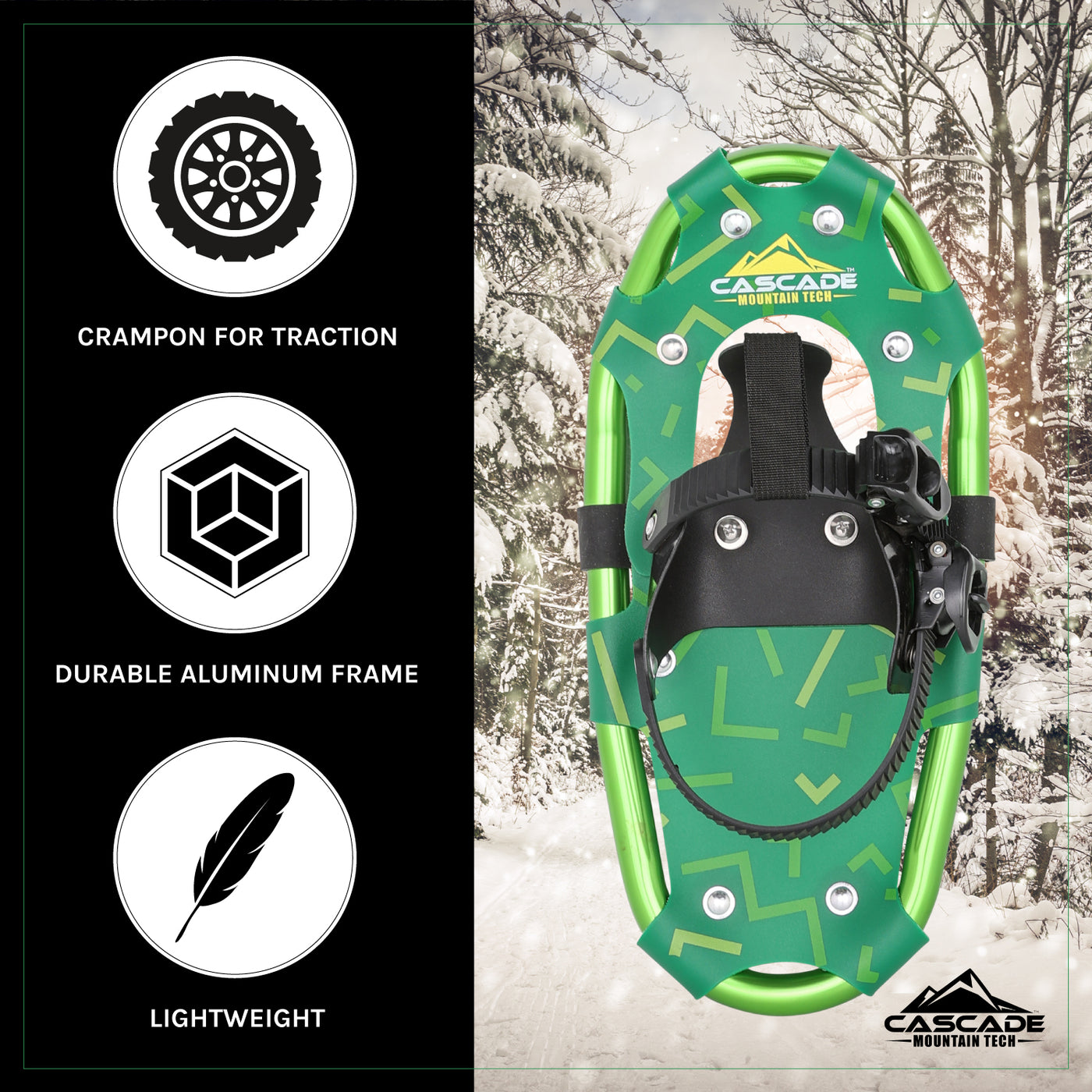 Lightweight Snowshoes for Kids in Green