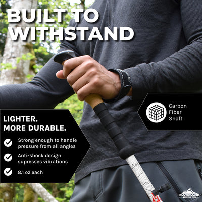 Carbon Fiber Quick Lock Trekking Poles (Cork Grip) - White