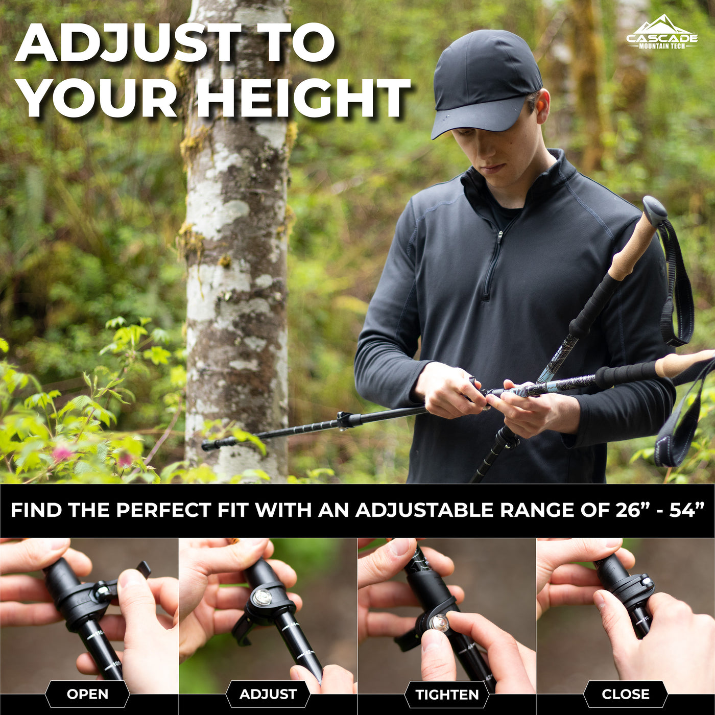 Aluminum Quick Lock Trekking Poles (Cork Grip)