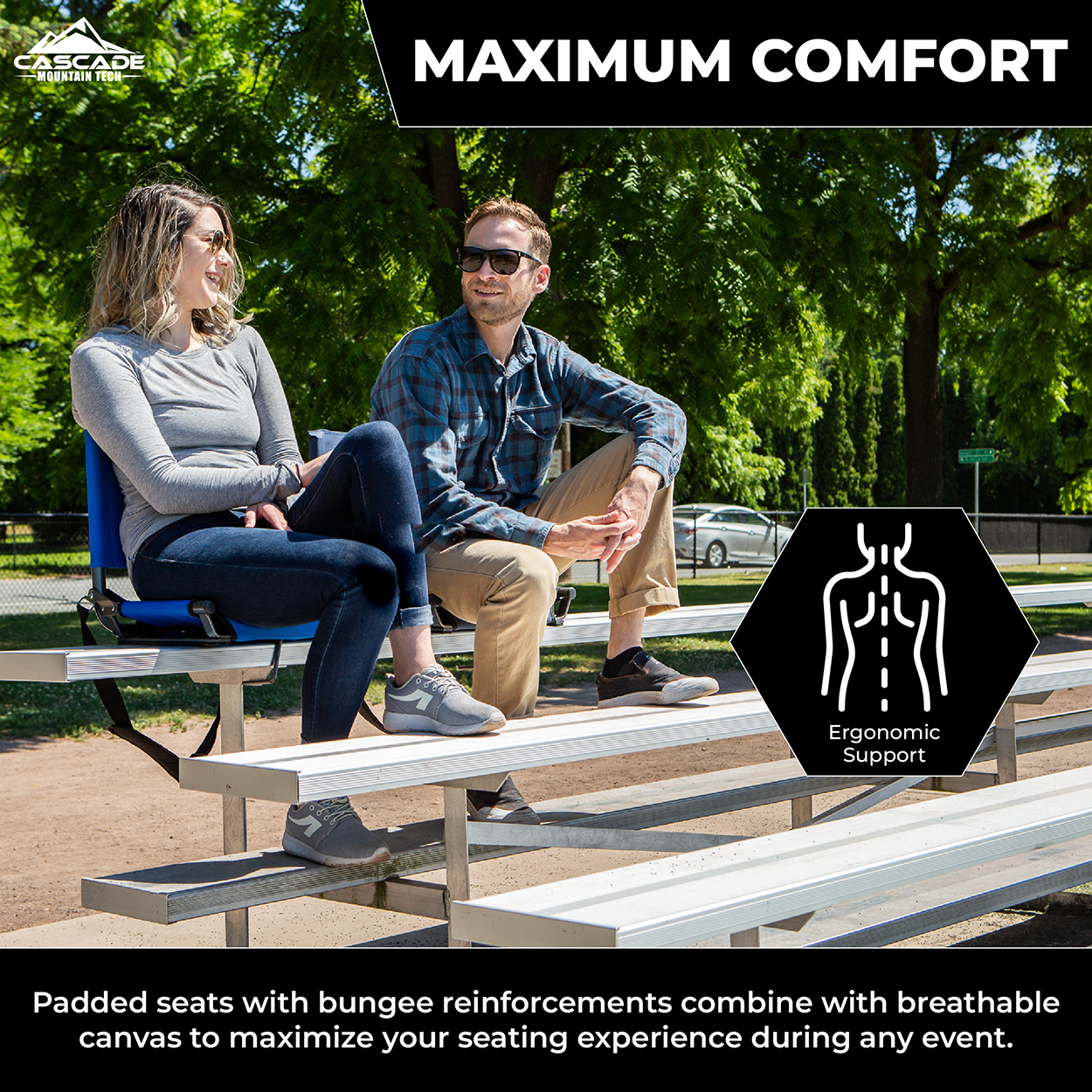 Lightweight Extra-Wide Stadium Seat for Bleachers