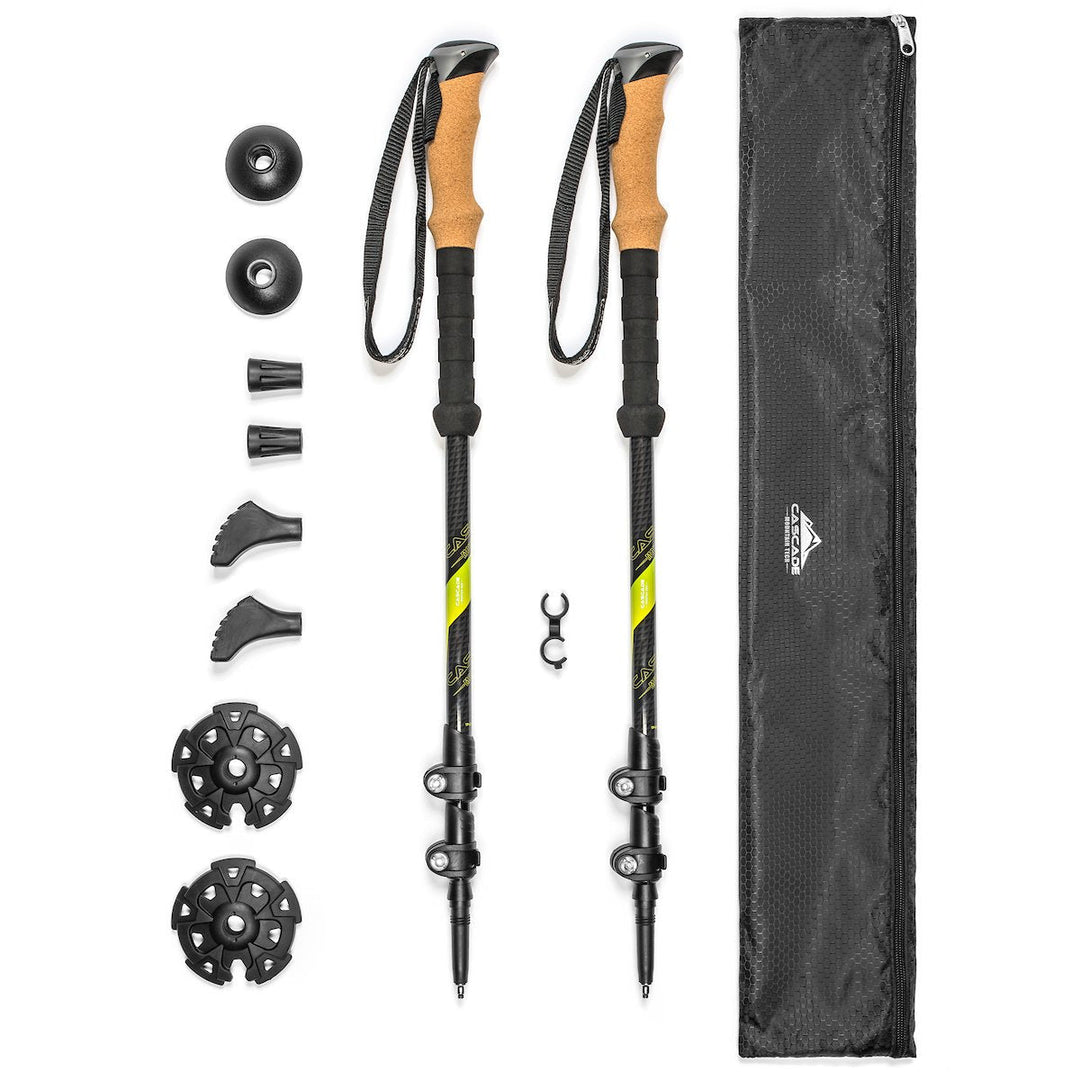 Carbon Fiber Quick Lock Cork Grip Hiking Trekking Pole Cascade
