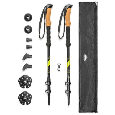 Nordic Walking Trekking Poles - 2 Pack with Antishock and Quick Lock  System, Telescopic, Collapsible, Ultralight for Hiking, Camping,  Mountaining, Backpacking, Walking, Trekking 